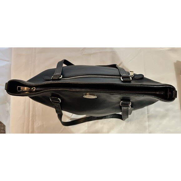 COACH Black Crossgrain Leather Zip Top Tote Bag #F35204 - Picture 8 of 14